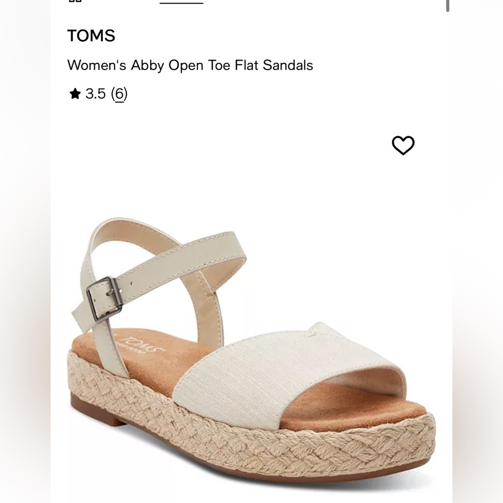 Toms Cream and Brown Espadrille Sandals with Woven Sole in Box
